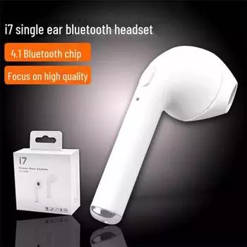 Водонепроницаемая Bluetooth-гарнитура I7, беспроводной наушник на одно ухо — удобная посадка, длительное время работы от аккумулятора. Bare Metal белый