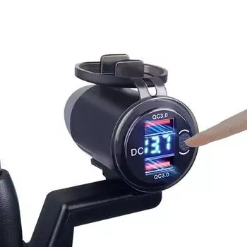 Водонепроницаемая двойная USB-разъем для быстрого зарядного устройства QC3.0 с вольтметром, мотоциклетная розетка с двойным кронштейном для телефонов, планшетов, GPS красный