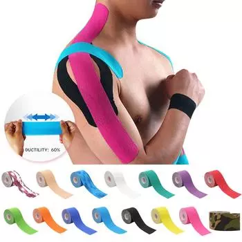 Водонепроницаемая дышащая кинезиологическая лента, спортивная эластичная наколенница, облегчение боли в мышцах, наколенник для поддержки и восстановления мышц One Size розовый