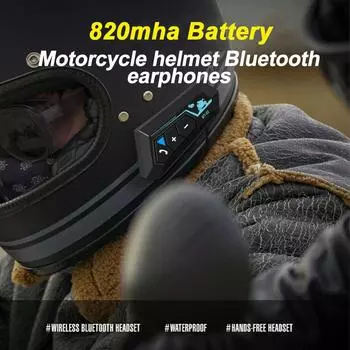 Водонепроницаемая гарнитура Bluetooth 5.0 для мотошлема, беспроводные стереонаушники Handsfree, наушники для мотоциклетного шлема, MP3-динамик