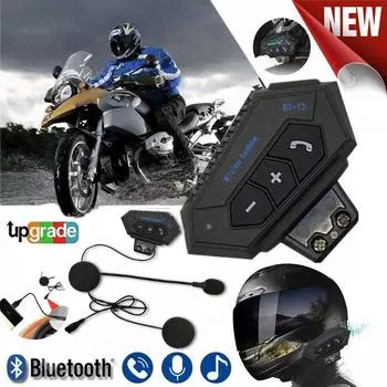 Водонепроницаемая гарнитура для шлема, беспроводная гарнитура, стереонаушники, гарнитура с автоматическим ответом для езды на мотоцикле, на открытом воздухе 1 PC чёрный