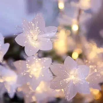 Водонепроницаемая гирлянда из 20 светодиодов длиной 3 м с бусинами, светодиодная оптоволоконная гирлянда из сказок, декоративная гирлянда для свадеб и праздников, питание от батареек белый