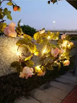 Водонепроницаемая гирлянда из роз и подсолнухов длиной 2 м, 20 светодиодов, искусственные уличные гирлянды из роз и подсолнухов для сада Sunflower