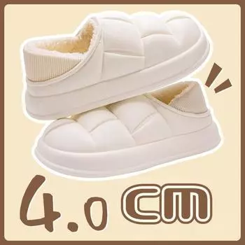 Водонепроницаемая хлопковая обувь, женские осенние и зимние домашние домашние пары, плюшевые нескользящие теплые тапочки на каблуке 36-37