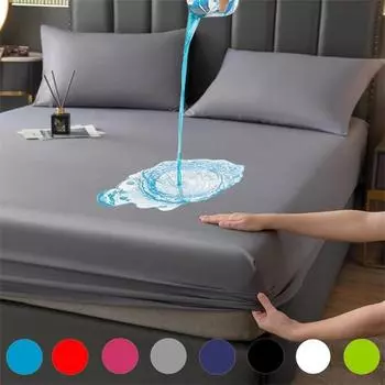 Водонепроницаемая хлопковая простыня с резинками. Нескользящие регулируемые наматрасники для односпальной двуспальной кровати размера «king-size», 150/180/200 см, без наволочки. Sheet 80X200x30cm зелёный