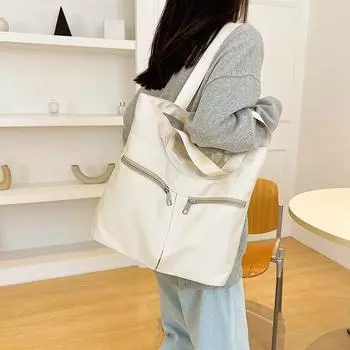 Водонепроницаемая холщовая сумка большой емкости, женская портативная сумка-ведро на плечо чёрный