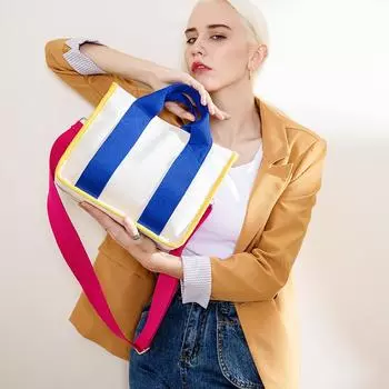 Водонепроницаемая холщовая сумка Niche Design, полностью из хлопка, портативная, просторная, сумка через плечо белый/красный