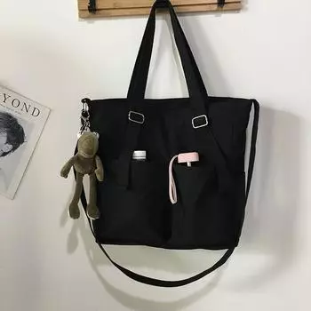 Водонепроницаемая холщовая сумка-тоут Harajuku Nylon Messenger Bag Большая вместимость женская сумка через плечо сумка для школьников зелёный