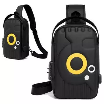 Водонепроницаемая и противоугонная нагрудная сумка, мужской рюкзак с USB-зарядкой, диагональная сумка на одно плечо чёрный