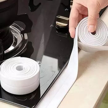 Водонепроницаемая и устойчивая к плесени лента из ПВХ для кухни и ванной комнаты, наклейки для угловых линий заполнения, уплотнительная лента для кромок раковин 320x2.2cm белый