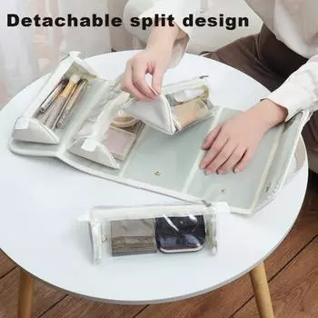 Водонепроницаемая косметичка с 4 прозрачными съемными отделениями, вместительная, с застежкой-молнией, с несколькими отделениями, подвесная косметичка розовый