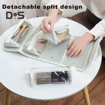 Водонепроницаемая косметичка с 4 прозрачными съемными отделениями, вместительная, с застежкой-молнией, с несколькими отделениями, подвесная косметичка белый