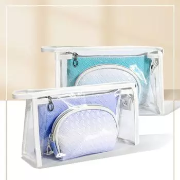 Водонепроницаемая косметичка с плетеным узором, набор из трех предметов, косметичка, органайзер для туалетных принадлежностей, сумка для хранения красный