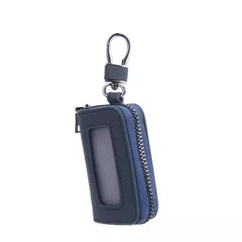 Водонепроницаемая кожаная сумка для ключей от автомобиля с видимым окном, автоматический замок с дистанционным управлением, кошелек для ключей One Size небесно-голубой