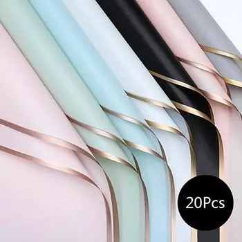 Водонепроницаемая крафт-бумага с золотым краем, оберточная бумага для букета цветов, упаковка флориста