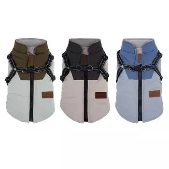 Водонепроницаемая куртка для домашних собак со шлейкой, зимняя теплая одежда для собак, пальто для больших собак, лабрадоров, чихуахуа, французских бульдогов, йорков S