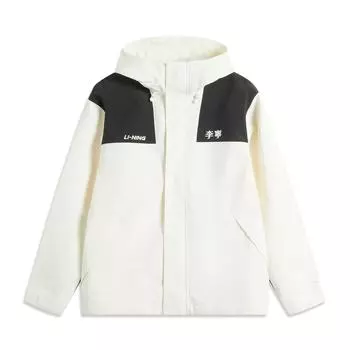 Водонепроницаемая куртка LiNing Life Series с капюшоном и буквами реглан для велоспорта, скалолазания, на молнии, мужские куртки Off-White AFDU945-1 S