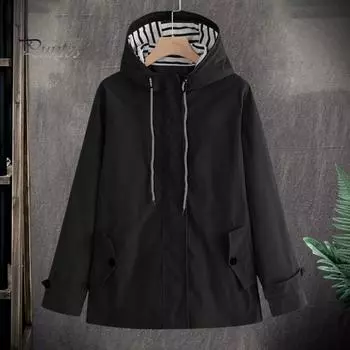 Водонепроницаемая куртка унисекс с капюшоном и длинным рукавом на молнии для мужчин и женщин, ветрозащитный плащ для пешего туризма, кемпинга, уличного пальто XXXL чёрный