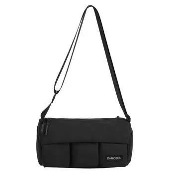 Водонепроницаемая легкая наплечная сумка из нейлона большой вместимости, спортивная сумка кросс-боди чёрный