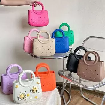 Водонепроницаемая летняя пляжная сумка для отдыха резиновая сумка-тоут EVA сумки с отверстием для отпуска белый