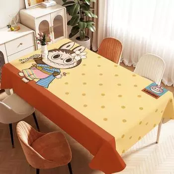 Водонепроницаемая, Маслостойкая, Не требующая стирки и Стираемая Скатерть для кофейного столика, письменного стола, стола в общежитии, Милая скатерть Лабубу 10 * 10CM