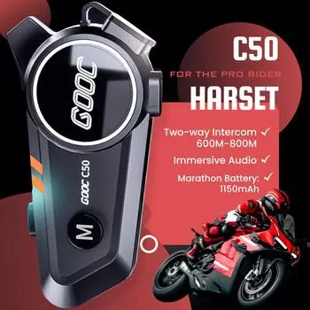 Водонепроницаемая мотоциклетная Bluetooth-гарнитура со звуком HiFi, шумоподавлением, звонками по громкой связи, 120 часов воспроизведения C50H, Non-intercom 1PC разноцветный