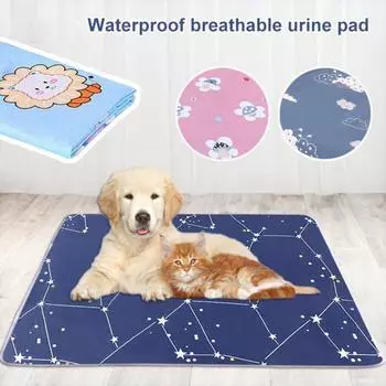 Водонепроницаемая моющаяся подушка для подгузников для домашних животных с прозрачным рисунком, защита пола с принтом, легко стираемая в машине подушка для домашних животных темно-синий