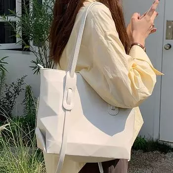 Водонепроницаемая мягкая сумка для хлеба из искусственной кожи, простая сумка-тоут с большой вместимостью, сумка на одно плечо для женщин белый