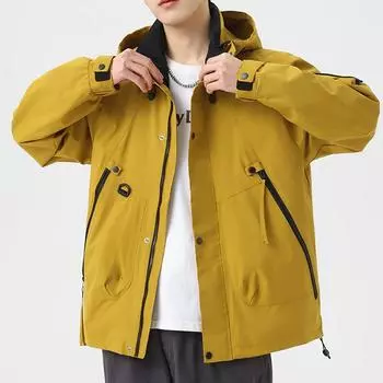 Водонепроницаемая мужская тактическая куртка, весенне-осенняя тонкая ветрозащитная куртка с капюшоном, мужская уличная одежда для альпинизма и пешего туризма M чёрный