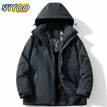 Водонепроницаемая мужская зимняя одежда большого размера, пуховик, парки для мужчин, пальто для активного отдыха, походы XL белый