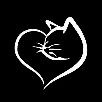 Водонепроницаемая наклейка на автомобиль «Кот и сердце» — прочный ПВХ, ночной безопасный внешний декор для автомобиля 15x15cm