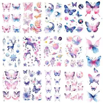 Водонепроницаемая наклейка с татуировкой бабочки, мультяшные поддельные татуировки, детская наклейка на руку, музыкальный фестиваль style 1