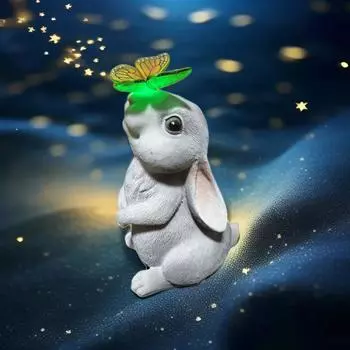 Водонепроницаемая наружная солнечная статуя кролика: Красочный садовый ночной светильник-украшение 11.5*14*22 cm