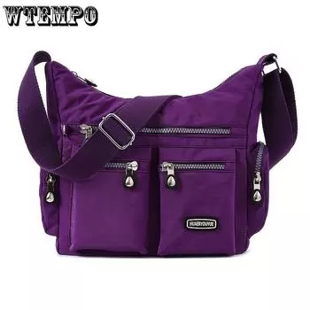 Водонепроницаемая нейлоновая сумка через плечо, повседневная сумка через плечо с буквенным декором, женская модная сумка на молнии чёрный