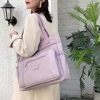 Водонепроницаемая нейлоновая сумка через плечо, женская большая вместительная сумка-тоут, модная сумка с ручкой, сумка для покупок, дорожная сумка и кошелек 36x15x36cm хаки