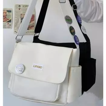 Водонепроницаемая нейлоновая сумка-мессенджер для студентов колледжа, повседневная сумка через плечо для занятий, сумка-мессенджер в стиле ретро чёрный