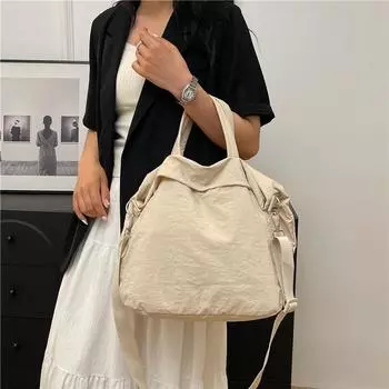 Водонепроницаемая нейлоновая сумка-тоут, большая вместительная сумка через плечо, женская однотонная сумка через плечо, сумка жёлтый