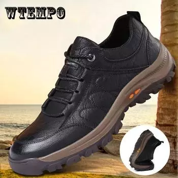 Водонепроницаемая обувь для скалолазания. Весенне-осенняя нескользящая уличная мужская обувь. Универсальная спортивная повседневная кожаная обувь. Дышащие кроссовки. 43 чёрный