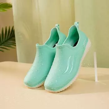 Водонепроницаемая обувь Женская повседневная обувь на плоской подошве с застежкой-молнией Непромокаемая обувь из резины с утеплителем Женские рабочие садовые галоши Низкие дождевые туфли CN 36 зелёный