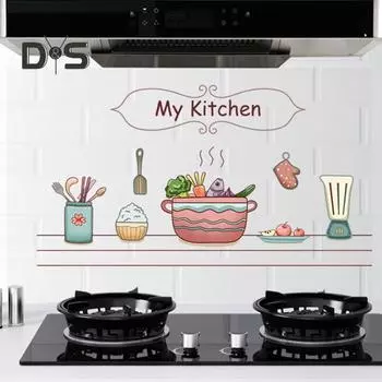 Водонепроницаемая плитка, наклейка на стену, маслостойкая поделка, мультяшная посуда, узор, наклейки, кухонные принадлежности
