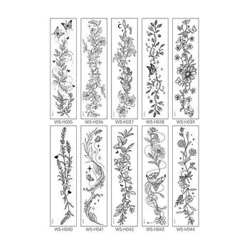 Водонепроницаемая поддельная татуировка эскиз цветок простая линия листья ромашка цветочные временные татуировки наклейки черно-белые девушки в моде N9