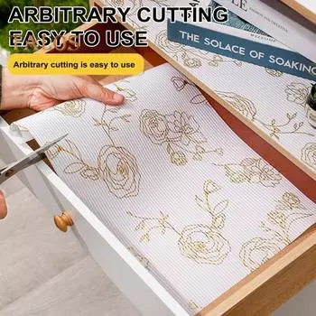 Водонепроницаемая подкладка для ящика для кухни, подкладка для полки из ЭВА, нескользящая подкладка для холодильника, легко чистится, бесплатные липкие инструменты 300cm розового золота