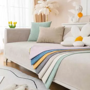 Водонепроницаемая подушка для дивана с защитой от царапин от кошек, однотонный шенилл, нескользящая универсальная подушка для дивана в стиле минимализма на все времена года 40x40cm 1pcs оранжевый