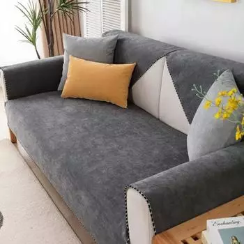 Водонепроницаемая подушка для дивана, универсальный нескользящий вельветовый чехол для дивана с защитой от кошачьих царапин, однотонный антипригарный меховой коврик для дивана 50x70cm 1pcs