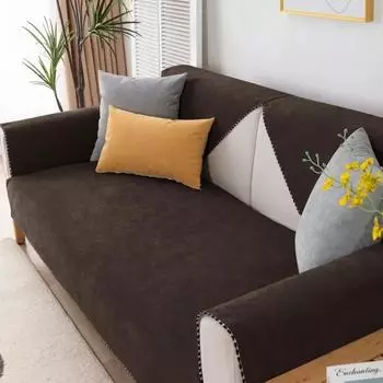 Водонепроницаемая подушка для дивана, универсальный нескользящий вельветовый чехол для дивана с защитой от кошачьих царапин, однотонный антипригарный меховой коврик для дивана 50x70