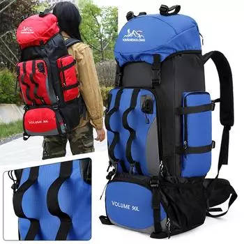 Водонепроницаемая походная сумка 90л, рюкзак большой емкости, дорожная сумка, спортивные сумки на открытом воздухе, туристическое снаряжение X507A чёрный