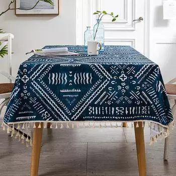 Водонепроницаемая полосатая скатерть с геометрическими линиями OiFabric, настольная скатерть, коврик для домашнего декора, современная бахрома, простыня для столов для гостиной rectangle90x90cm