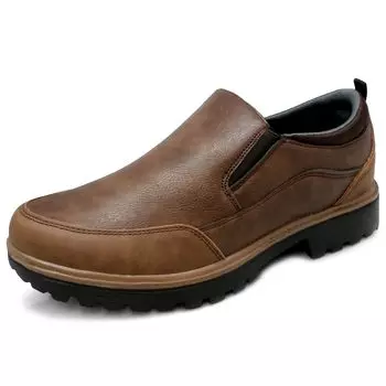 Водонепроницаемая повседневная обувь Кожаная обувь Кроссовки Ультралегкие прогулочные туфли PU Leather EVA Sole 3E Laceless Shoes edm544 Brown [Edwin] Мужские туфли без шнурков коричневый