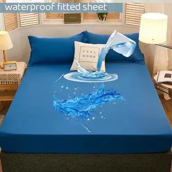 Водонепроницаемая простыня, домашняя эластичная простыня, благоприятное для кожи покрывало, постельное белье, наматрасник, покрывало королевского размера(Нет наволочки) 90x200cm Only a sheet