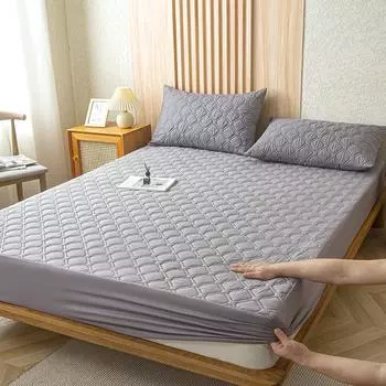 Водонепроницаемая простыня из полиэстера с резинкой, защита для матраса от клещей, мягкий дышащий чехол для матраса, простыня размера Queen с резинкой, которую можно стирать, защита для матраса размера King Size 100x190x45cm белый